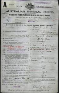 Robert James Heneker WW1 war service records